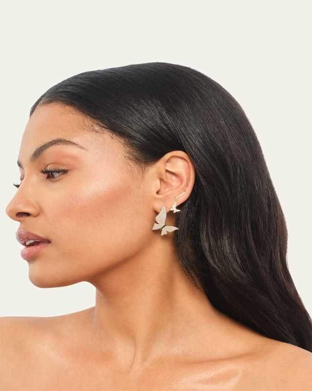 14K Yellow Gold Large Flawless Butterfly Post Earrings